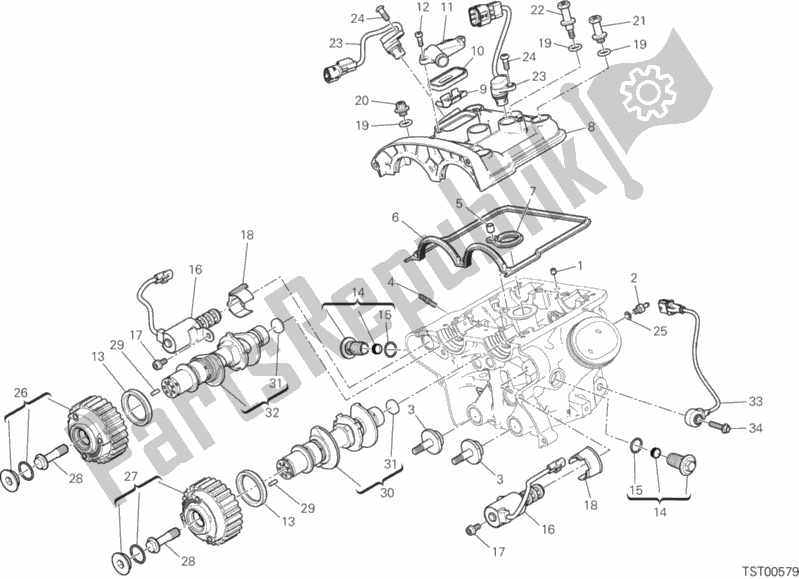 All parts for the Vertical Cylinder Head - Timing of the Ducati Multistrada 1200 S Touring USA 2016